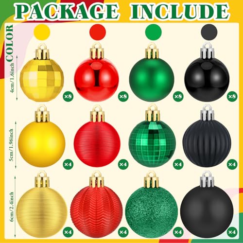 Image of Lunmon 64 Pcs Black History Christmas Ornaments Black Red Yellow Green Ball