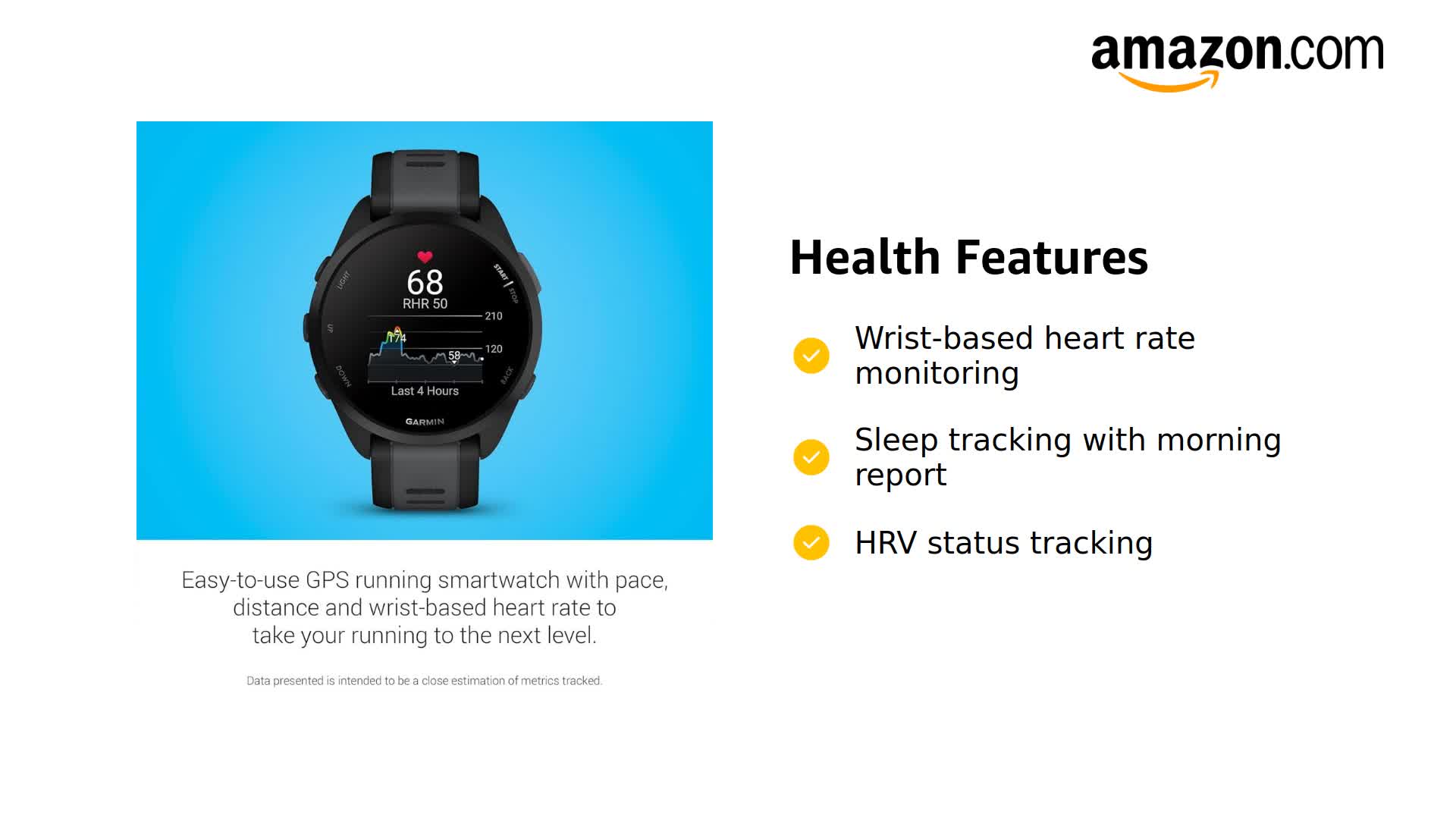 Amazon.com: Garmin 010-02863-20 Forerunner 165 Smart Sport Watch