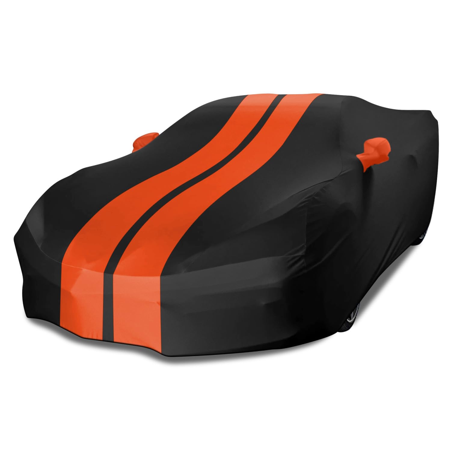 TECTICO Telo Copriauto Auto Sportiva Interno 4,6-4,9m Elastico Tessuto Traspirante Resistente ai Graffi Antipolvere per Garage e Salone, Nero+Arancione