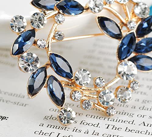 Image of Gyn&Joy Clear Crystal Rhinestone Floral Wreath Pin Brooch BZ005