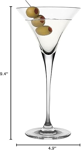 Miniatura 3 de Barski Martini - Vasos hechos a mano - Vidrio - Juego de 4 - Tallo alto - Clásico transparente - 9 onzas - Hecho en Europa