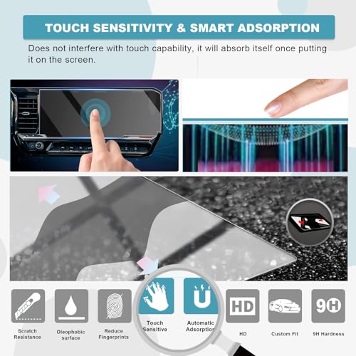 Image of CDEFG 2Pcs for 2026 Chevy Silverado Screen Protector Tempered Glass for 2026 Chevrolet Silverado 1500 2500HD 3500HD Accessories 13.4 inch Navi & 12.3 inch Instrument Screen Cover HD Clear