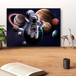 GADGETS WRAP Canvas Gallery Wrap Framed for Home Office Studio Living Room Decoration (14x11inch) - Astronaut Solar System Space