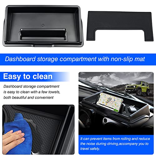 Image of Mixsuper Dash Center Console Organizer for 2019-2023 Suzuki Jimny JB64W JB74W, Dashboard Console Tray Storage Box Phone Stand Black