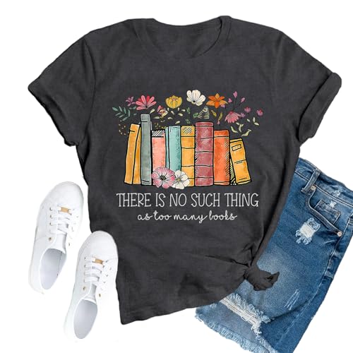 Womens Book Reader Shirt Reading Teacher T-Shirt Wildflower Librarian Tee Tops