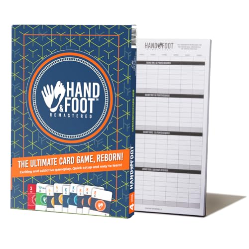 Hand & Foot Remastered 4 Player Edition + Bonus 120-Page Scorepad – Card Game for Adults & Families