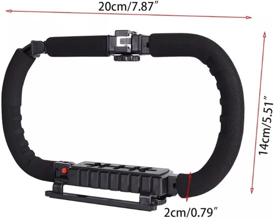 Camera Smartphone Stabilizer Adjustable Handle Grip Handheld Video Rig Universal (Color : Black Size : 14.5X20X2cm)