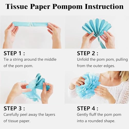 COLOUR MAGIC Kit de Decoração para Chá de Bebê Azul para Meninos com Letreiro It'S A Boy, Pompons d