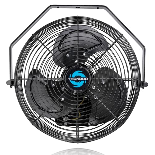 Tornado 12 Inch Outdoor Water-Resistant Metal Industrial Wall Mounted Fan IPX4 Rated High Velocity...