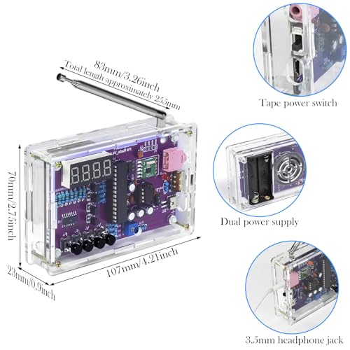 Kit de Radio FM, Kits de Práctica de Soldadura, Kit de Receptor FM de Radio Digital con 2 Modos de Fuente de Alimentación para Escuelas, Investigadores, Entusiastas del Bricolaje - imagen 2