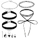 FENICAL Choker Necklace Set with 5 Removable Pendants - Black