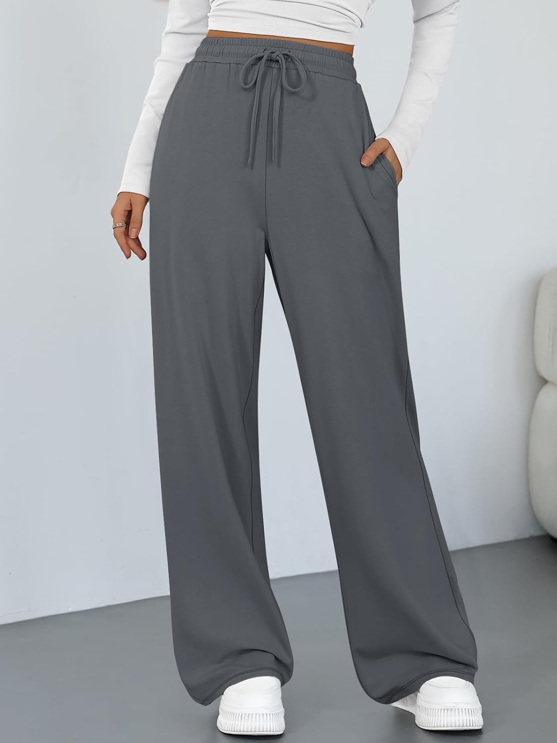 Trendy Queen Womens Lounge Pants Wide Leg Sweatpants Comfy Barrel Pajamas Pants Baggy Flowy 2025 Fashion Outfits with Pockets - Image 2