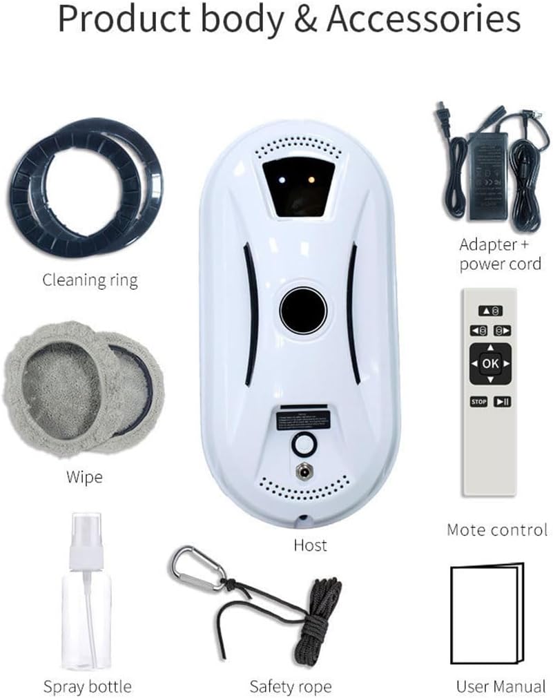 Automatic Smart Window Cleaning Robot, Dual Direction Auto-Spray Smart Window Cleaner - Automatic Edge Detection, 2800pa Strong Suction, Anti-Drop Protection & Streak-Free Shine (White)