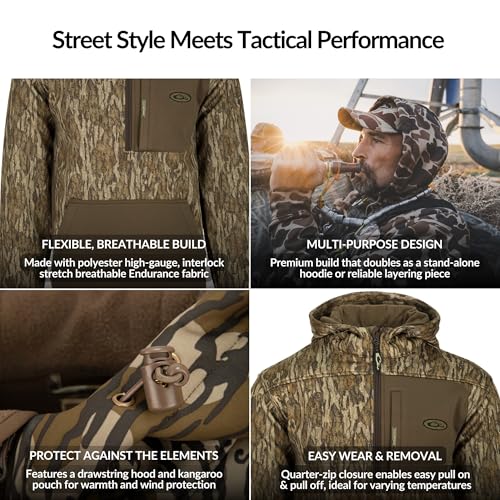 Drake Waterfowl Men's MST Endurance Hunting Warm Quarter-Zip Fleece Lined Hoodie w/Kangaroo Pouch & Magnattach Chest Pocket3