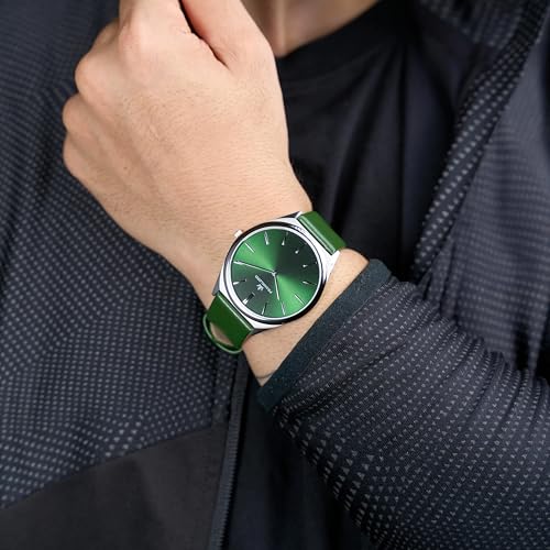 Image of Franklord Ultra-Slim Men's 5 mm Swiss Movement Dress Watch - 40 mm Case, Sapphire Crystal, 316L Stainless Steel with Leather Strap