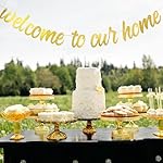 Starsgarden Glitter Gold Welcome to Our Home Banner for Housewarming Patriotic Military Decoration Family Party Supplies Cursive Bunting Photo Booth Props Sign(Gold Home) - Image 4