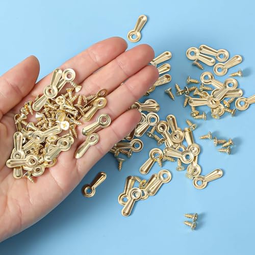 Image of 200 Pcs Picture Frame Backing Clips Picture Frame Repair Kit Turn Button with 200 Pcs Screws Photo Frames Hardware Backing Clips for Hanging, Photos, Drawing