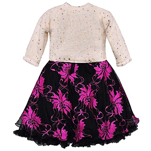 Image of Wish Karo Girl's Knee Length Dress with Jacket (Pink White 3 Years-4 Years)