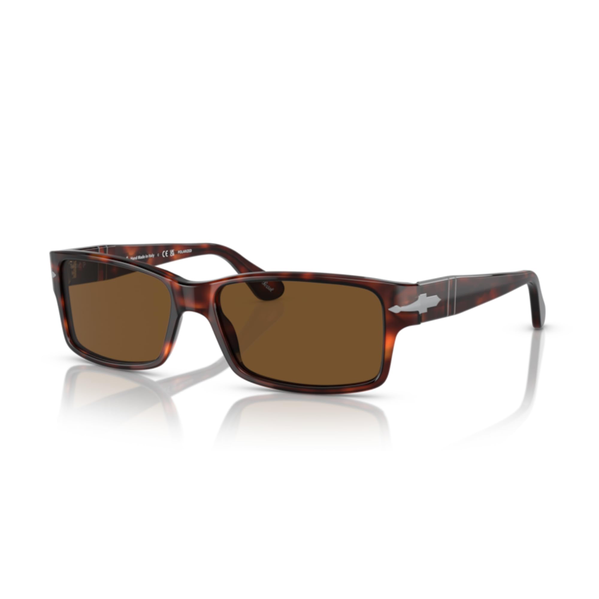 Persol PO2803S 24/57 58MM Havana/Crystal Lens Polarized Brown Rectangle Sunglasses for Men +Bundle with Accessory Eyewear Kit