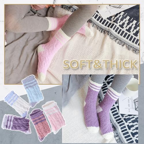Image of EBMORE Womens Fuzzy Socks Fleece Fluffy Cabin Plush Warm Sleep Soft Cozy Winter Adult Socks