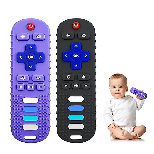 Image of YAPROMO Babay Teething Toys, Soft Reomte Teether Toys, 2 Pcs Silicone Chew Toy for Babies 18 Months+, Remote Control Shape Teething Toys,BPA Free & Refrigerator Safe