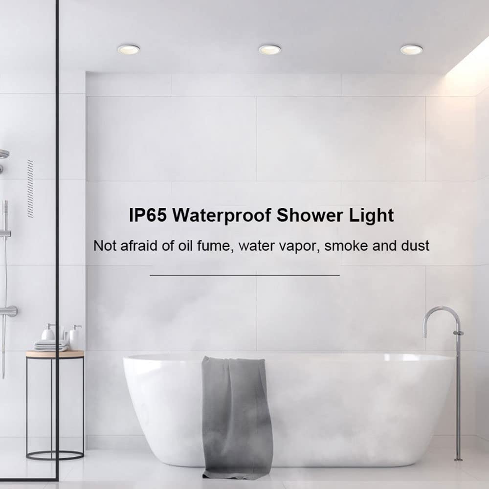 Faretto da Incasso a Led da 3,7 Pollici 7W, Luce per Doccia Impermeabile Ip65, Faretto da Soffitto con Corpo in Alluminio Ultra Sottile Cri 90 per Bagno, Camera da Letto, Corridoio/B/6000K