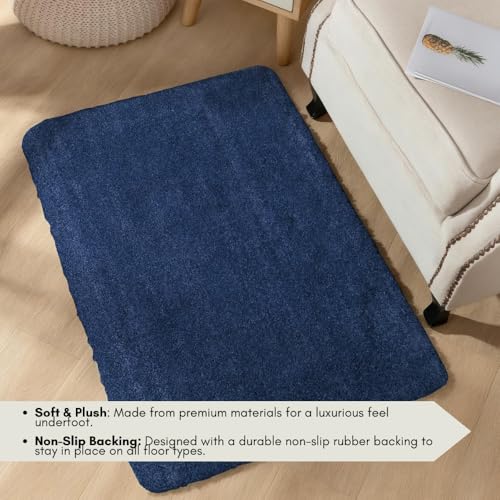 Image of VASAC Carpet for Hallway, Kitchen, and Modern InteriorsCarpetCozy Shag Runner for Living Room, Bedroom & Office Decor ETC Size 16x24 Inch, Patten-Solid Blue