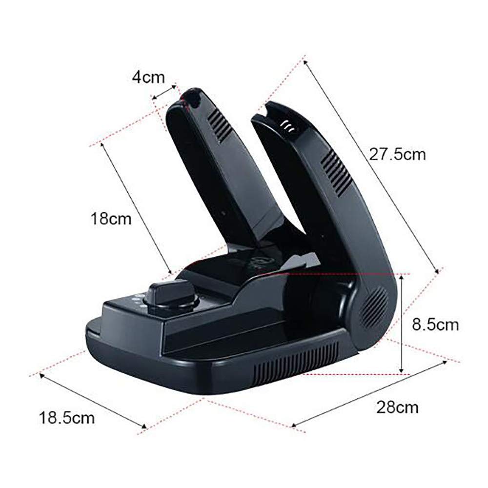 Secador de esterilización de zapatos, Secador de zapatos con función de temporizador, Máquina plegable para secado y desodorización de zapatos, Tiempo plegable y controlable, Negro