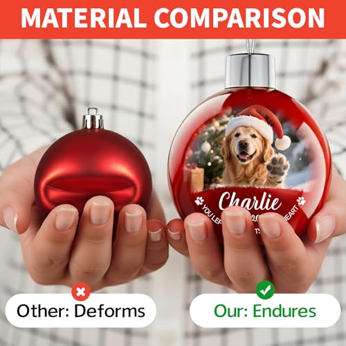 Image of Personalized Pet Memorial Christmas Ornament - Custom Photo & Text Christmas Balls, Customized Dogs Sympathy Gifts, Pet in Memory Keepsake, Dog Memorial Gifts for Loss of Dog, Cat