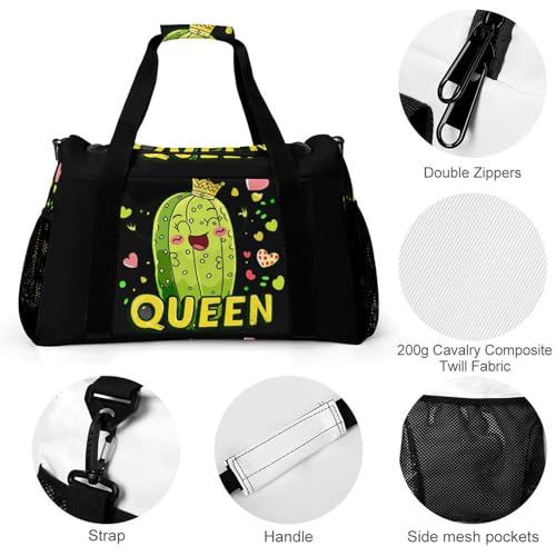 Pickle Queen Gym Bag Travel Duffle Bags Shoulder Carry On Weekender Bag Hangbag for Women Men3
