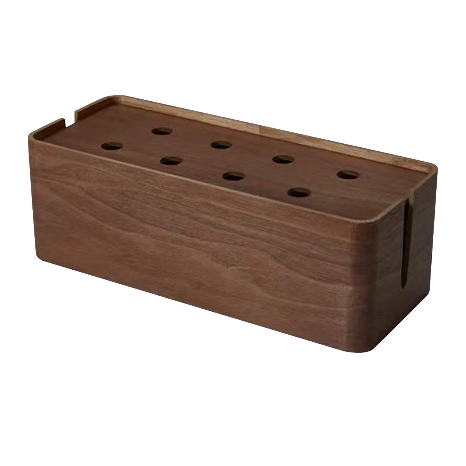 Generic Caja Organizadora de Cables con Compartimento para Ocultar Regleta Organizador de Alambres Y Accesorios Electrónicos de Madera Estuche Protector de Ca, Grande