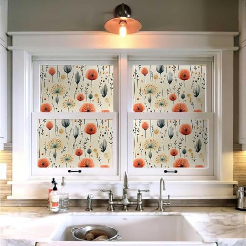 VistaPalette Modern Beige Cream Yellow Orange Red Wildflowers Flowers Peel and Stick Wallpaper Wall Decor Self Adhesive Wall Paper Stick on Easy Peel Off Contact for Renter Apartment by VistaPalette - Image 4