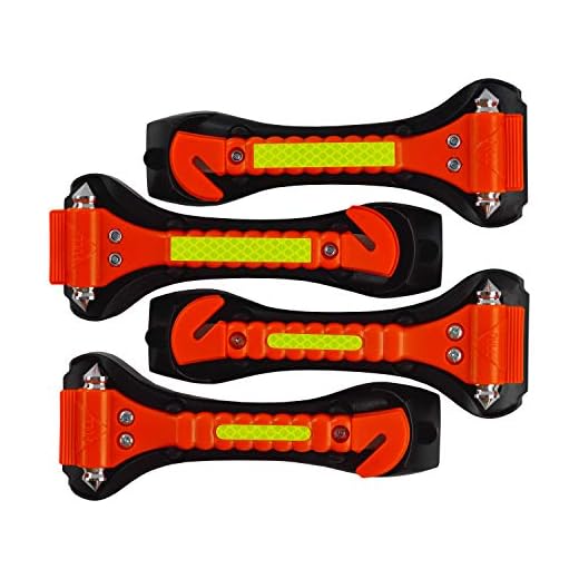 Segomo Tools 4 x Emergency Escape Safety Hammers with Car Window Breaker & Seat Belt Cutter | Car Safety Tool | Seat Belt Cutter and Glass Breaker | Emergency Car Tool - ESH04