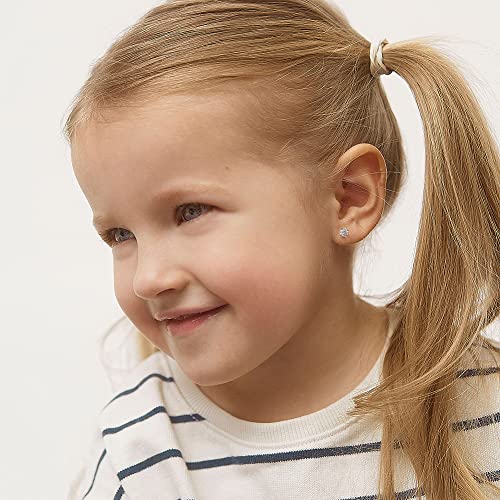 925 Sterling Silver Stylish Clear 4mm Solitaire Cubic Zirconia Screw Back Stud Earrings for Kids - Round Stone with Locking Back for Pierced Ears for Babies, Toddlers, & Little Girls2