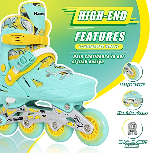 Mammygol Inline Skates For Girls And Boys, Adjustable Speed Skates Blades With Full Light Up Wheels For Kids Youth Teal Age 8-10 Size 1 2 3 4 thumb #2