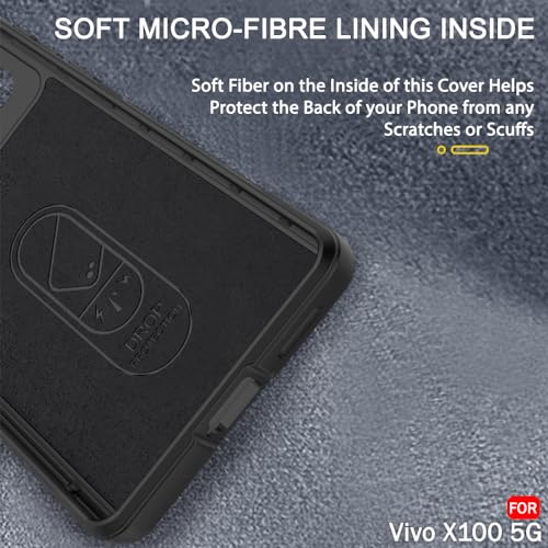 Image of TheGiftKart Liquid Silicon Back Cover Case for Vivo X100 5G | Shockproof Military Grade Protection | Micro-Fibre Cloth On Inner Side | Built-in Anti-Slip Grip Vivo X100 5G Back Cover (TPU, Black)
