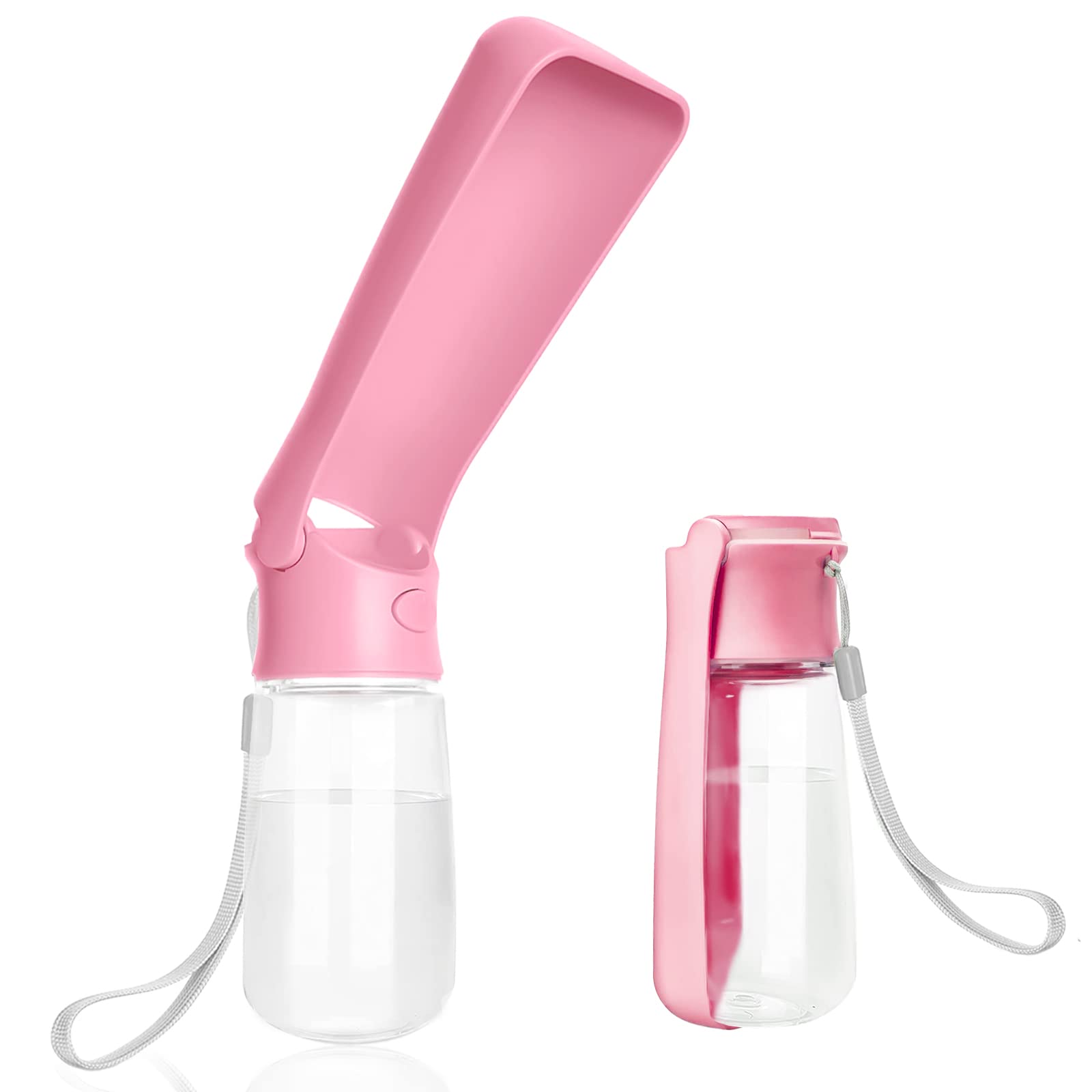 Nepfaivy Botella de agua para perros para viajes, 550 ml, a prueba de fugas, con máquina de comida plegable, botella de agua para perros pequeños a grandes, para senderismo y viajes