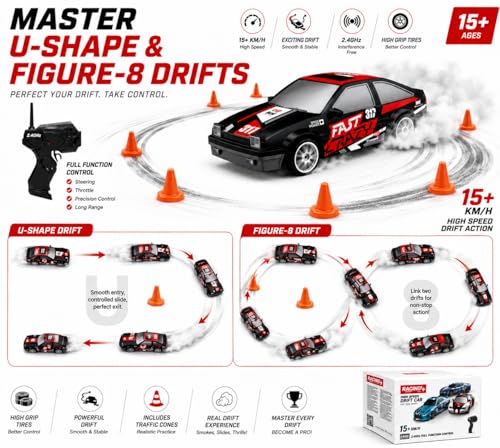 Image of Remote Control Sports Car & Off-Road SUV Toy for Kids, High Speed RC Racing with Wireless Remote, Realistic Lights & Premium Design Gift for Boys Girls (Fast Crazy Drift CAR)