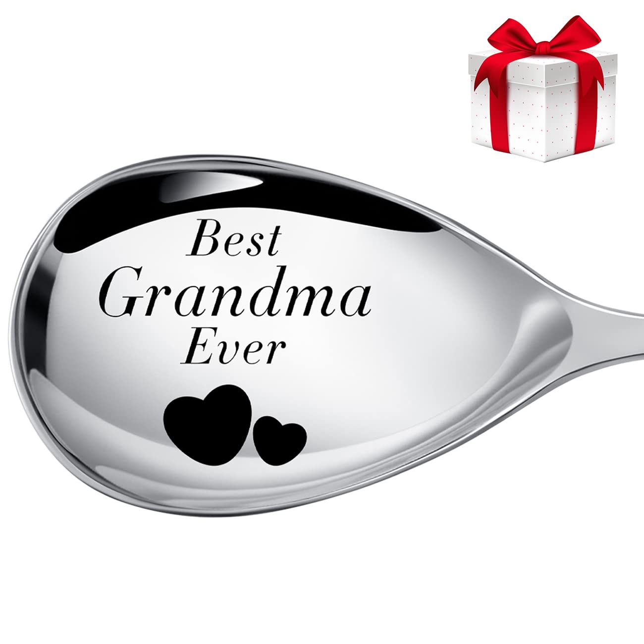 Regalos Para Abuelas De Nietos: Cuchara Grabada De Acero Inoxidable Para Postres Y Helados, Accesorios De Té Y Café, Tamaño 7 Pulgadas