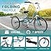 MOPHOTO Adult Folding Tricycle, 7-Speed 3 Wheel Bike for Adults, Seniors, Women & Men, 20/24/26 Inch Low Step-Through Trike with Large Rear Cargo Basket, Adjustable Seat, Space-Saving Cruiser Bicycle