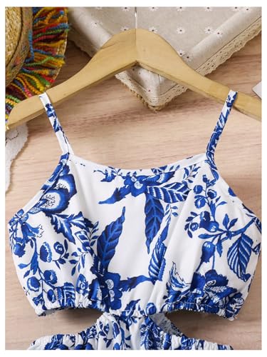 MakeMeChic Girl's Summer Floral Cami Dress Cut Out A Line Flare Short Dresses Sundress3