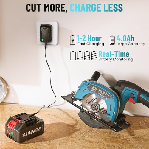 image for SeeSii Cordless Mini Circular Saw, 4-1/2