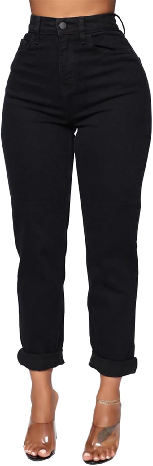 SheKiss 2026 Womens High Waist Denim Jeans Shaping Legs Distressed Boot Cut Ripped Trendy Cropped Cargo Skinny Stretch Pants