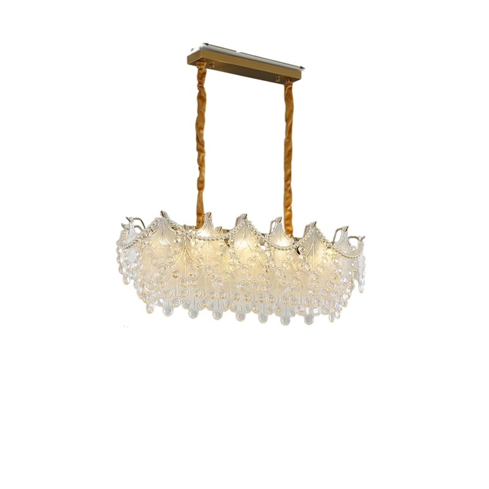 ASerZenith Chandeliers French Light Luxury Living Room Chandelier Pastoral Bedroom Lamp Villa Hall Lamp Nordic Net Red Creative Restaurant Chandelier,Hanging Light,Red-B Oval 80Cm Long