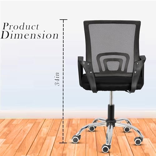 Image of Casa Copenhagen Mesh Mid Back Office /Study /Computer /Revolving /Desk Chair for Work from Home -Metal Base, Height Adjustable Seat- Black & Black Handle