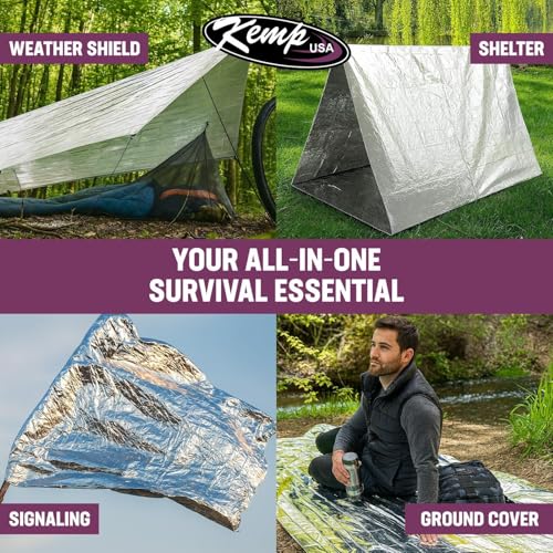 Image of Kemp USA Emergency Mylar Blanket Lightweight Thermal Reflective Survival Blanket First Aid Disaster Preparedness Camping Vehicle Bug Out Bag Emergency Supply Gear (250)