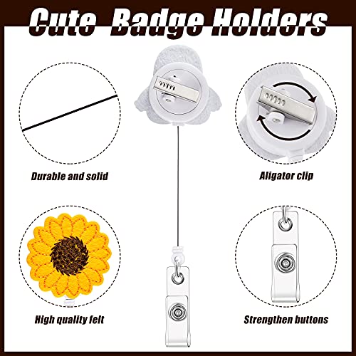 Tenare TENARE-BADGE HOLDERS-376 3 Pieces Felt Cute Badge Nurse Reel Retractable Badge Holder Flamingo Name Id Badge Clip thumb #2