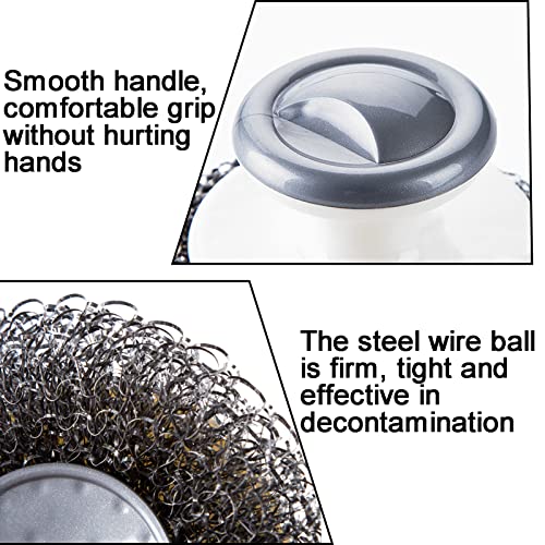 Image of 6 Pack Stainless Steel Scrubber with Handle,Heavy Duty Cleaning Supplies for Pots, Pans, Grills, Ovens & Other Tough Jobs (Black of 6)