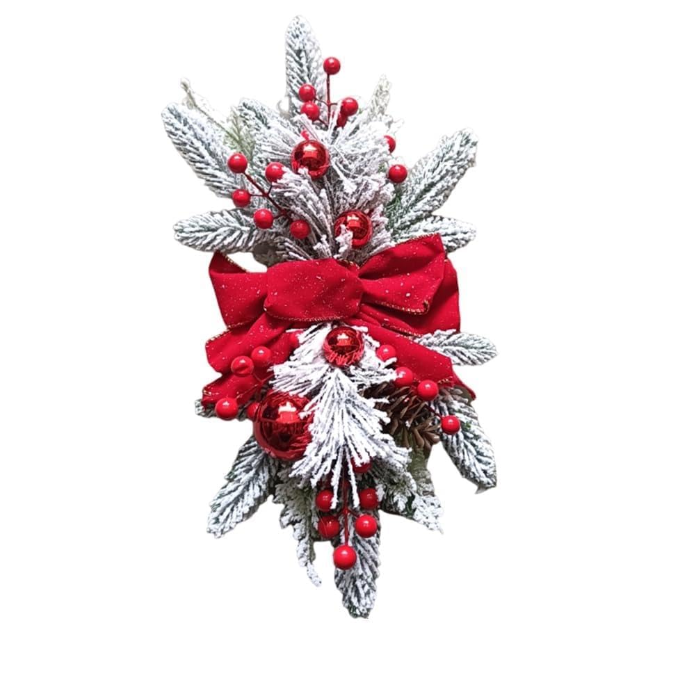 Christmas Swag Wreath Pendants Ornament Atmosphere Decorative Garland Without/with Light Home Door Window Decoration (Red With light)