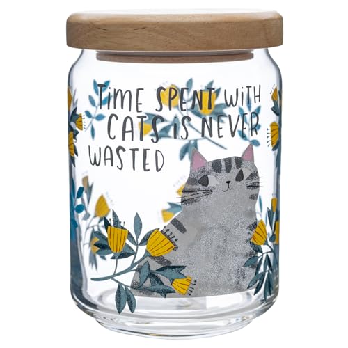 コージカンパニー キャニスター ガラス 日本製 木蓋キャニスター タイムスペントウイズキャッツ 640ml クリア 40158